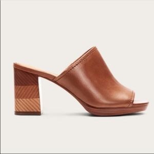 Frye Blake Leather High Block Heel Mule Sandal